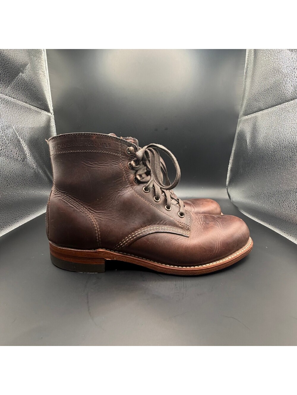 Wolverine 1000 Mile Plain Toe Mens 8D Brown Boots